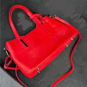 Italian Leather Tote Bag: Handmade Elegant Red Purse